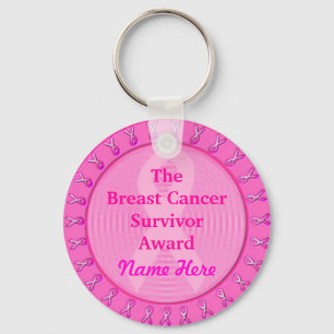 Customisable Pink Breast Cancer Award Medal Key Ring
