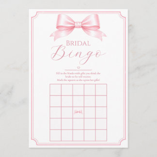 Customisable Pink Bridal Shower Bingo Gift Game
