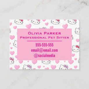 Customisable Pink Business Card for Pet Sitter