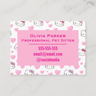 Customisable Pink Business Card for Pet Sitter