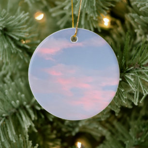 Customisable Pink Clouds Ceramic Ornament