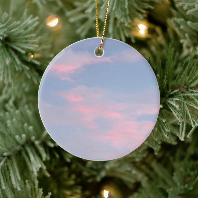 Customisable Pink Clouds Ceramic Ornament (Tree)