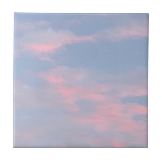 Customisable Pink Clouds Ceramic Tile (Front)