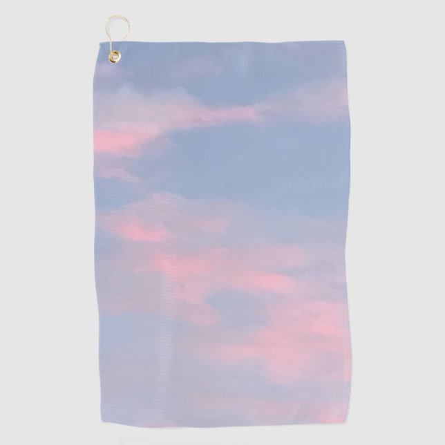 Customisable Pink Clouds Golf Towel (Front)