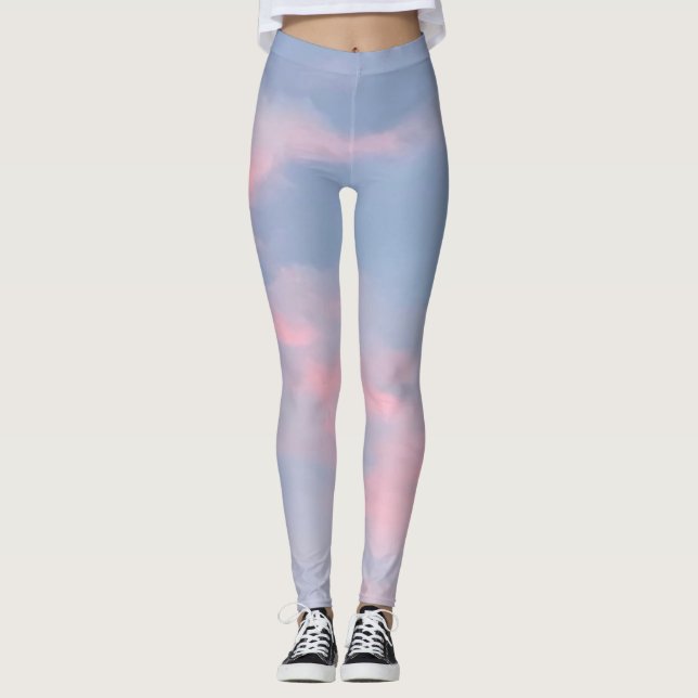 Customisable Pink Clouds Leggings (Front)