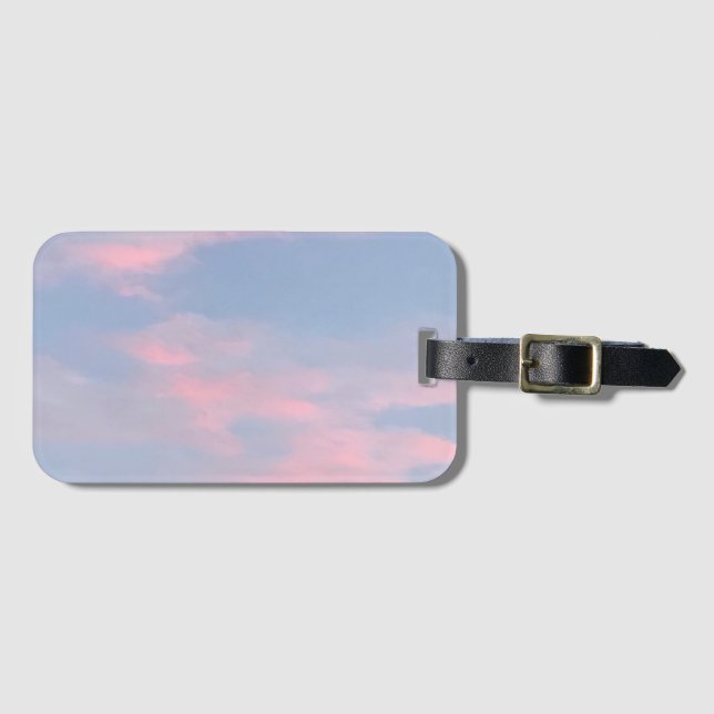 Customisable Pink Clouds Luggage Tag (Front Horizontal)