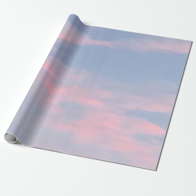 Customisable Pink Clouds Wrapping Paper (Unrolled)