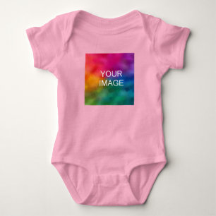 Customisable Pink Colour Template Add Image Photo Baby Bodysuit