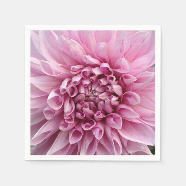 Customisable Pink Dahlia Floral Paper Napkins (Front)