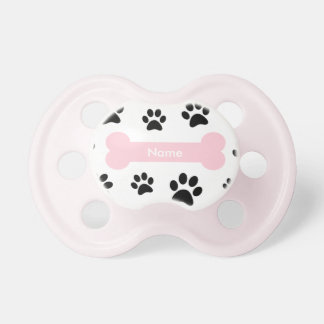 Customisable Pink Dog Bone with Paw Prints Dummy