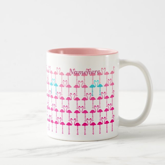 Customisable: Pink flamingo Two-Tone Coffee Mug (Right)