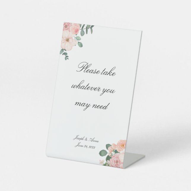 Customisable Pink Floral Bathroom Sign (Front)