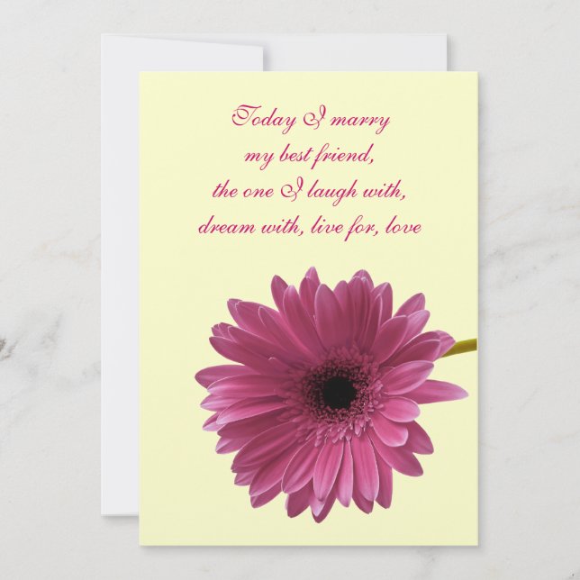 Customisable Pink Gerber Daisy Wedding Invitation (Front)