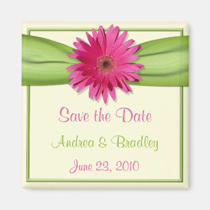 Customisable Pink Gerbera Daisy Monogram Magnet