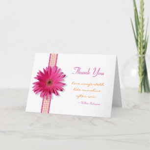 Customisable Pink Gerbera Daisy Thank You Card