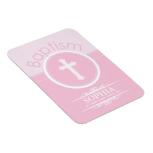 Customisable, Pink Girl Child of God Baptism Magnet