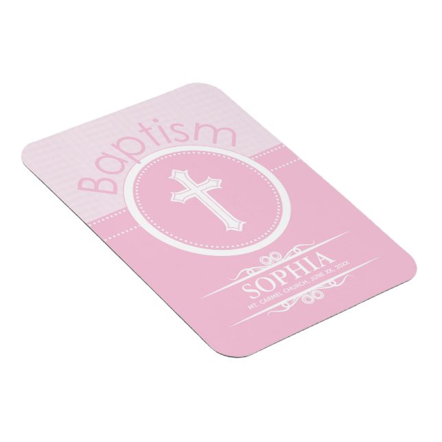 Customisable, Pink Girl Child of God Baptism Magnet (Right Side)
