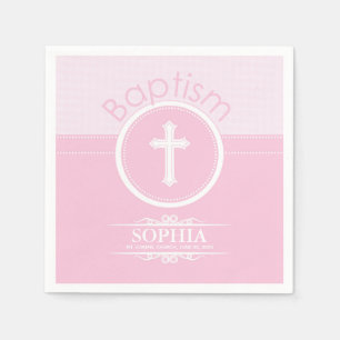 Customisable, Pink Girl Child of God Baptism Napkin