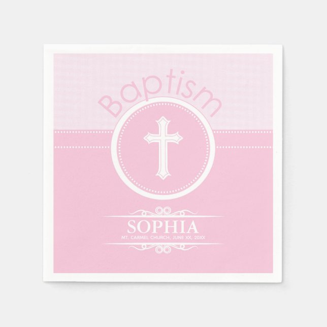 Customisable, Pink Girl Child of God Baptism Napkin (Front)