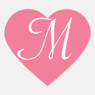 Customisable Pink Heart Sticker Monogram