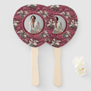 Customisable Pink Lilies Floral Birthday Party Hand Fan