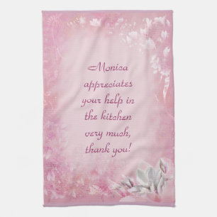 (Customisable) Pink Magnolia Tea Towel