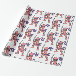 Customisable Pink Ninja Pattern Wrapping Paper