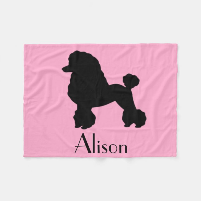 Customisable Pink Poodle Skirt Fleece Blanket (Front (Horizontal))