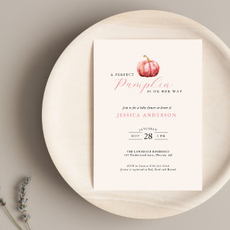 Customisable Pink Pumpkin Baby Shower Invitation
