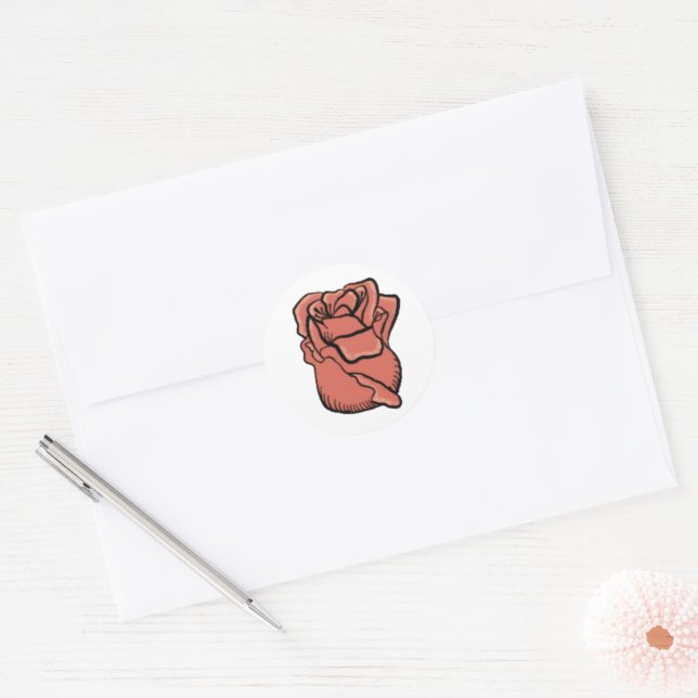 Customisable Pink Rose Sticker (Envelope)