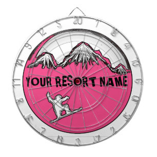 Customisable pink theme snowboard dart board