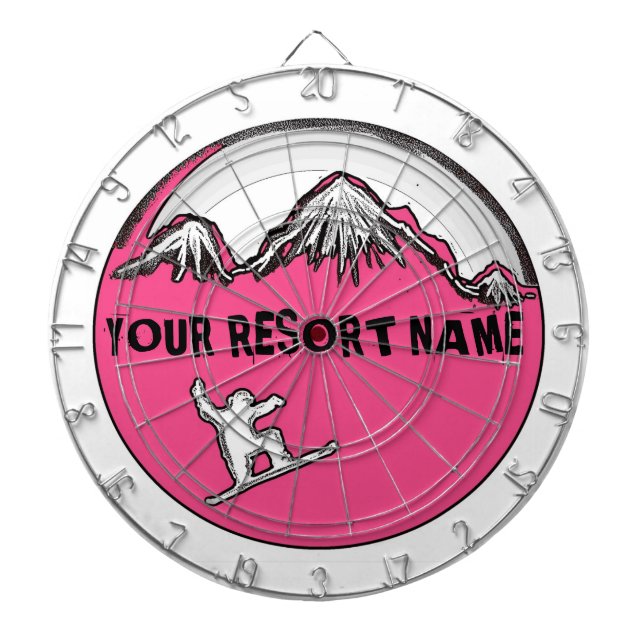 Customisable pink theme snowboard dart board (Front)