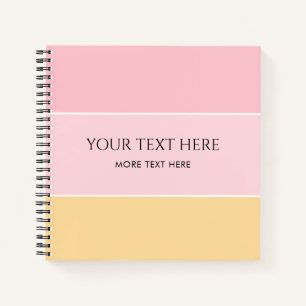Customisable Pink Vanilla Yellow Striped Template Notebook