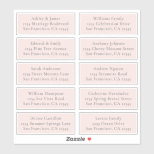 Customisable Pink Wedding Guest Address Labels