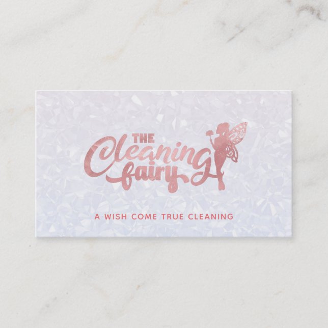 Customisable Pink & White Cleaning Business Cards (Front)
