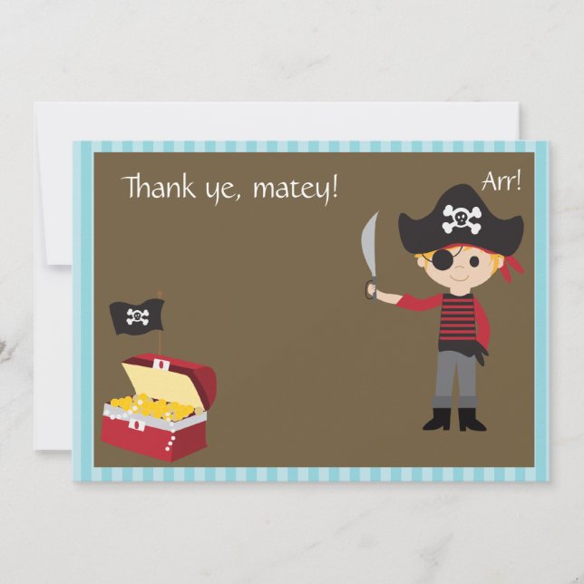 Customisable Pirate Boy Thank You Card (Front)