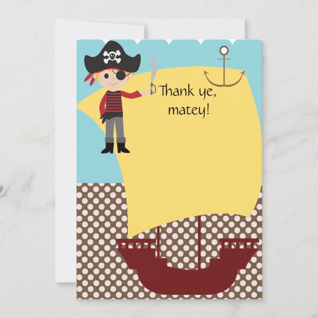 Customisable Pirate Ship Thank You Card (Front)