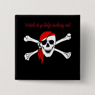 Customisable pirate skull bilge suckig rat 15 cm square badge