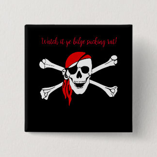 Customisable pirate skull bilge suckig rat 15 cm square badge