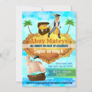 Customisable Pirates Birthday Invitations
