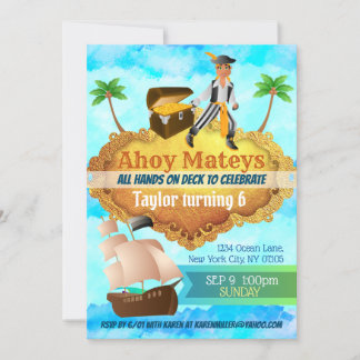 Customisable Pirates Birthday Invitations
