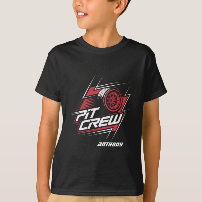 Customisable Pit Crew Race Car Birthday Kids T-Shirt (Front)