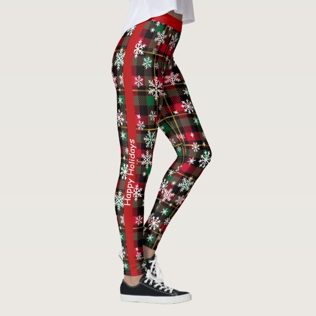 Customisable Plaid "Happy Holidays" Leggings (Right)