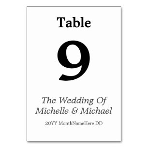 Customisable & Plain Table Number Card