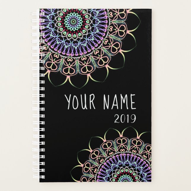 Customisable Planner with Feathered Mandala (Front)