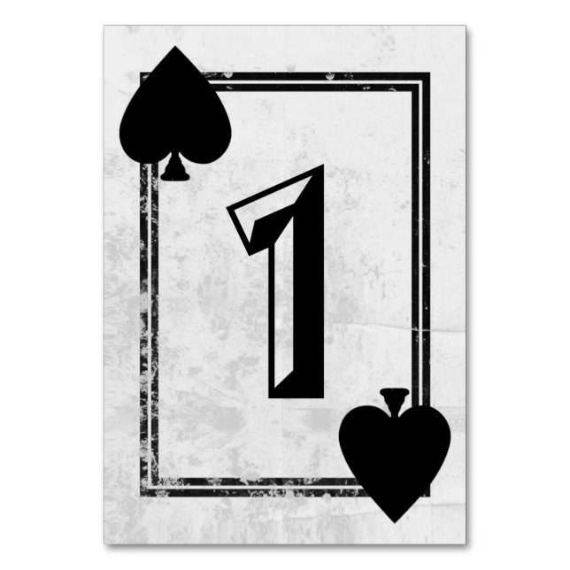 Customisable Playing Card Table Numbers (No.1) (Front)