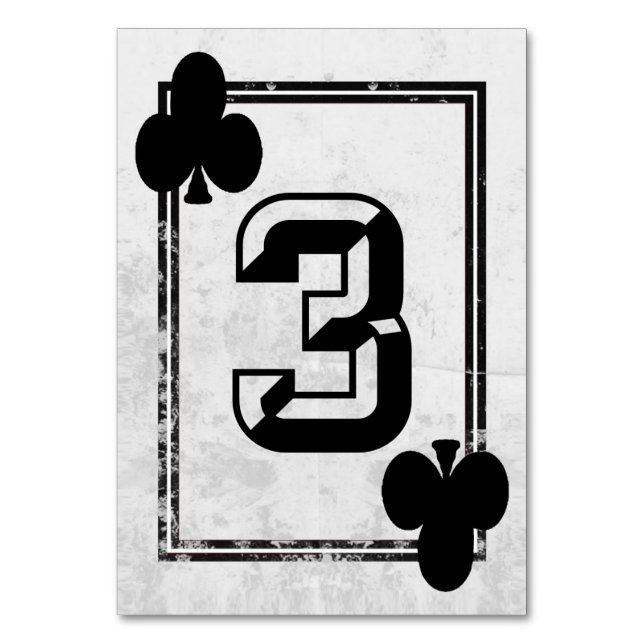 Customisable Playing Card Table Numbers (No.3) (Back)