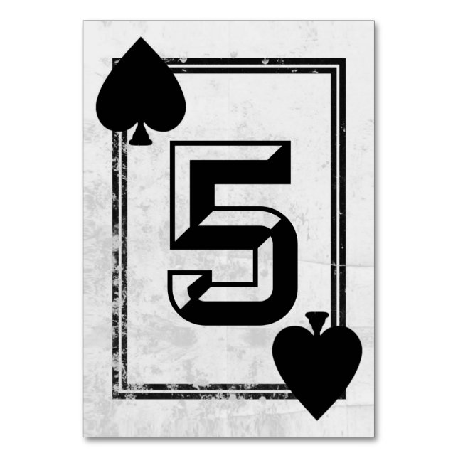Customisable Playing Card Table Numbers (No.5) (Front)
