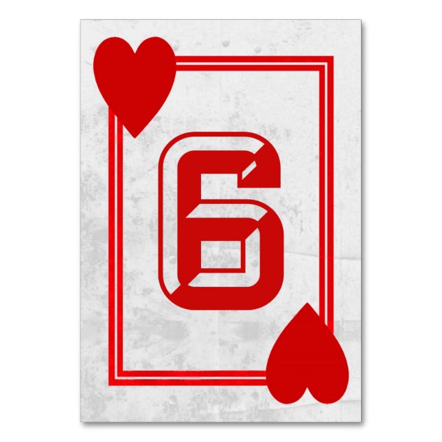 Customisable Playing Card Table Numbers (No.6) (Front)