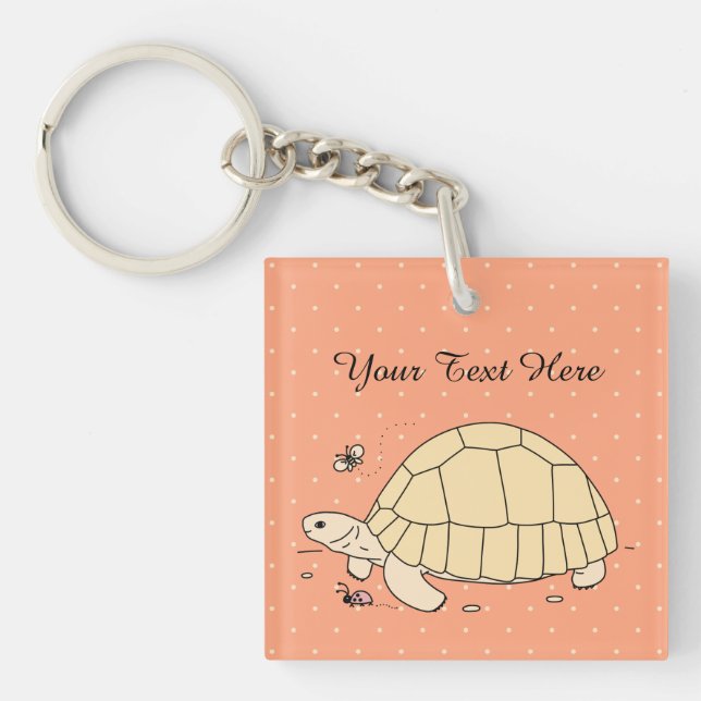 Customisable Ploughshare Tortoise Keychain (Front)